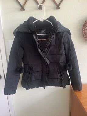 Cute Puffer Jacket with Pompoms Small